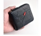 Cartera De Hombre Para Monedas Y Tarjetas Material PU Cremoso Estilo Casual Con Cierre De Cremallera Tamaño Compacto