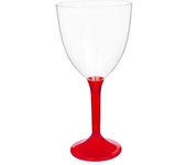MONOUSO | Copa Reutilizable PS Pie Rojo Transp. Vino 300ml 2P (200 Uds)
