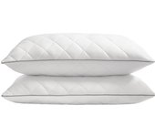 SONGMICS HOME Juego de 2 Almohadas de Cama, Doble Uso, 50 x 70 cm/60 x 60 cm, Funda Suave Refrigerante, 650 g Relleno, Invierno Verano, Cojín, Lavable a Máquina y Secable a Menos de 60 °C, Blanco Nube