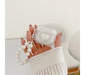 Simple Laser Pearl Heart Earphone Case for AirPods Pro2 3 Generation Headset Charging Box Protect Cover for Air Pods 2 Keychain
