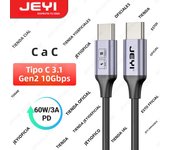 JEYI USB A to Type C Cable 60W Fast Charging 10Gbps Data Cord USB Charger for Samsung Xiaomi HTC Redmi Huawei Mobile Phone USB-C