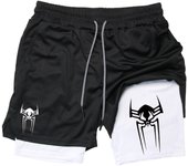 Spider Graphic 2 in 1 Compression Shorts for Men Gym Workout Running Performance Shorts with Phone Pocket Athletic Active Wear