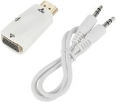 Adaptador HDMI a VGA con Transmisión de Audio - Cable Adaptador HDMI a Toma VGA de 3,5mm Contactos con Chapado en Oro