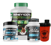 Pack WHEY 2kg + Creatina 300g + Multivitaminas 60 cáps + Shaker - MuscleFit│Avance Muscular
