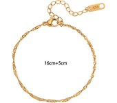 2023 Korean Fashion Thin Water-wave Gold Bracelets for Girl Tarnish Free Anti-allergy Stainless Steel Gold Plated Chain Bracelet