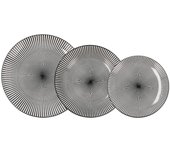 QUID MIAMI Vajilla Porcelana 18 PIEZAS - 6 PERSONAS Negro Decorado