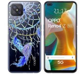 Tumundosmartphone Funda Gel Transparente para Oppo Reno 4Z 5G diseño Plumas Dibujos