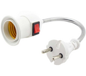 E27 LED light Male Sochet Base type to AC Power 220V EU Plug lamp Holder Bulb Adapter Converter + ON/OFF Button Switch