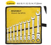 WOZOBUY Flex Head Ratcheting Wrench Set- Metric Ratchet Combination Wrenches CrV Gear Spanner Set Car Key Wrench Repair Tool Set