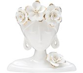 Jarrón Decorativo Cara 27, Porcelana, Blanco, 21,7x14x21 cm