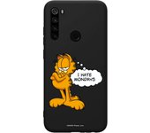 Funda original compatible con Xiaomi Redmi Note 8T Negro con un diseño de Garfield Hate Mondays