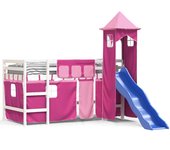 vidaXL Cama alta para niños con torre madera pino rosa 90x200 cm