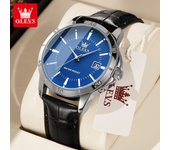 OLEVS Men's Watches Top Brand Original Quartz Watch for Man Waterproof Leather Strap Calendar Simple Fashion Daily Wear