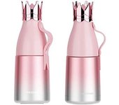 Frascos de vacío de acero inoxidable, tazas, taza térmica con corona bonita para café, leche, botella de agua potable para viaje, 240ML