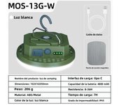 MOSLIGHTING Camping Lantern 7200mAh Rechargeable LED Hanging Tent Light Magnet Portable Flashlight Car Repair Emergency Light