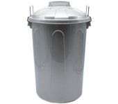 CABLEPELADO Cubo de Basura con tapa, Cubo basura Industrial, Cubo basura Plástico con asas metálicas, Contenedor residuos, 78 cm alto x 48.5 cm Diámetro superior, Capacidad 100 Litros, Gris
