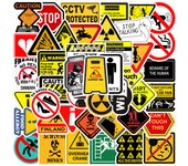 10/30/50PCS Warning Stickers Danger Banning Signs Reminder Waterproof Decal Sticker to Laptop Motorcycle Luggage Phone Snowboard