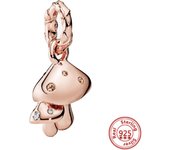 Hot Sale Rose Gold Series Pink Zircon Leaves Heart Pendant Sparkling Clip Bead Fit Pandora Charm Bracelet DIY 925 Silver Jewelry