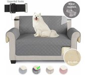 Fundas Impermeables Para Sofá Con Correas Elásticas Espuma Antideslizante Para Sala De Estar Protección Para Perros Proteger De Mascotas, Derrames, Desgaste Y Grietas (Gris, 2 Plazas 116 x 19