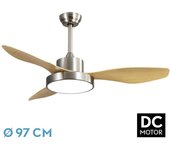 Ventilador de Techo FABRILAMP Hayate 24W 2650lm Niquel/Haya 3 Aspas 6 Velocidades