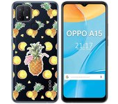 Tumundosmartphone Funda Gel Transparente para Oppo A15 diseño Piña Dibujos