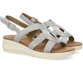 PuntoSalao Sandalias plateadas planas cómodas para mujer VR5-1663