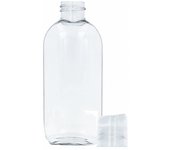 Botella Ovalada PET  con Tapón Dis|Top | Envase Transparente para Geles, Champús, Aceites de Masaje y Más | Pack de 5 Unidades