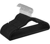 Aicasa Perchas de Ropa Terciopelo Negro para Trajes, Hombros con Muescas, Antideslizantes para Chaquetas, Camisas, Pantalones, abrigos，Gancho Giratorio de 360°, Pack 10/20/30/50/100/120 Unidades Color Negro