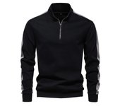 Sudadera de manga larga con cuello levantado para hombre, sudadera deportiva empalmada, chaqueta informal versátil, novedad de Otoño de 2024