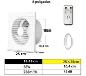 220V 4/ 6/ 8 Inch Remote Control Window Wall Exhaust Fan for Bathroom Toilet Kitchen Air Ventilation with Timing Function
