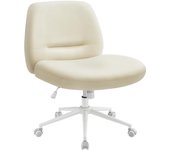 Silla de Oficina Contemporánea, Base de Estrella con Ruedas, Asiento Ancho y Cómodo, Altura Ajustable, Tela de Lino de Algodón, Silla Giratoria