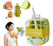 Cubitera, My Crush Cup Ice, Cubitera, Cubitera para agua, Cubitera fresca de verano, Cubitera 2 en 1 sin contacto, con pajita y correa (800 ml, rosa)