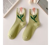 1 Pair Women Socks Japanese Korean Style Cartoon Flower Candy Color Harajuku Kawaii Mid Tube Socks Breathable Casual Short Socks