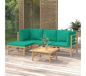 vidaXL Set de muebles de jardín 5 piezas bambú con cojines verde