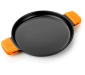Bra - Parrilla Redonda Lisa Efficient Iron, 26 cm, Hierro Fundido, Apta Inducción y Horno, Incluye Asas Silicona