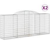 vidaXL Cestas de gaviones 2 uds forma de arco hierro Dimensiones 300 x 30 x 60/80 cm,  300 x 30 x 120/140 cm,  300 x 30 x 160/180 cm y mas