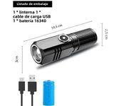 Super Bright Mini LED Flashlight USB Rechargeable Zoom Tactical Flashlight 3 Lighting Mode Outdoor Camping Fishing Torch