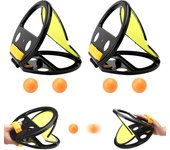 Juego de lanzar y atrapar pelota, juego de atrapar y lanzar con velcro, juego de atrapar pelota de pesca, juguetes de playa, juegos de patio al aire libre para niños de 3 años en adelante, 2 raquetas, 4 pelotas