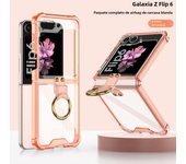 Electroplated Transparent Airbag Ring Phone Case for Samsung Galaxy Z Flip 6 5 Flip6 Flip5 5G Stand Shockproof Cover