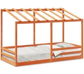 vidaXL Cama infantil con techo madera maciza pino marrón 90x200 cm