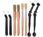 Juego de cepillos para café, kit profesional de cepillos para espresso, incluye cepillo de limpieza para máquina de molinillo de café de madera (8)
