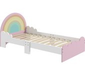 ZONEKIZ Cama para Niños de 3-6 Años 143x74x66 cm Cama Infantil de Madera en Forma de Arcoíris Mueble de Dormitorio Moderno Carga 80 kg Rosa