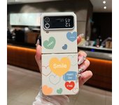 For Samsung Galaxy Z Flip 6 5 4 3 5G Leather Texture Phone Case Love Heart Pattern Soft TPU Folding Cover For Samsung Z Flip5