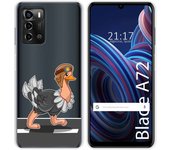 Funda Silicona Transparente para ZTE Blade A72 diseño Avestruz Dibujos
