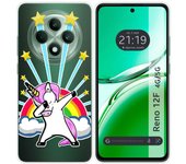 Tumundosmartphone Funda Silicona Transparente para Oppo Reno 12F 4G / 12 F 5G diseño Unicornio Dibujos