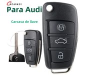 Folding Smart Car Fob Housing Cover 3 Buttons Replacement Remote Flip Key Case Shell For Audi A3 A4 A6 Q7 TT HU66 Uncut Blade