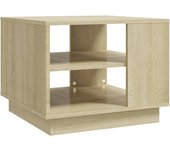 vidaXL Mesa de centro madera de ingeniería 55x55x43 cm Blanco, Negro, Roble Sonoma Mesita de Salón o Comedor o Auxiliar Mesa de Café Meuble Salón