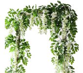 2pcs 7ft Artificial Silkflower Wisteria Blossom Vine Flower Wreath Garland Wedding Home Decoration Wedding Arch Floral Decor