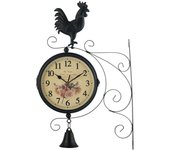 Reloj de jardín Relojes retro resistentes a la intemperie Reloj de barra de doble cara Artesanías de hierro