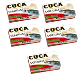 5 LATAS DE SARDINAS EN ACEITE DE OLIVA CUCA, 120GR, SABOR Y CALIDAD